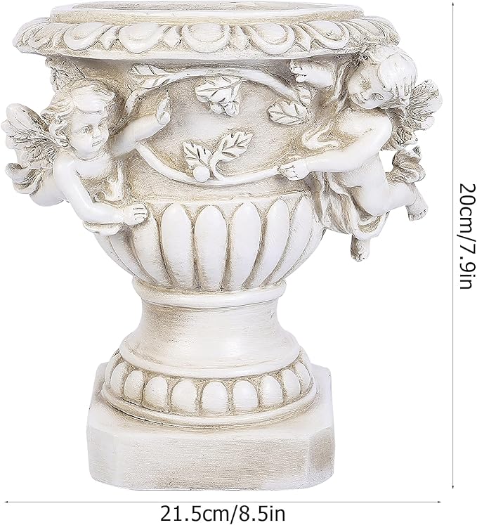 Hemoton 1PC Outdoor Flowerpot European Style Resin Crafts Flowerpot (Beige)