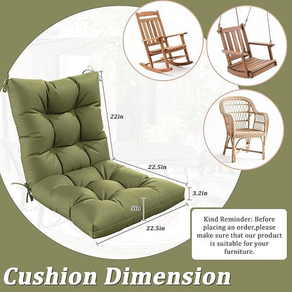 Patio Seat&Back Chair Cushions for Outdoor Furniture，Comfortable Cushions for Rocking/Dining/Lawn Chair-Set of 2