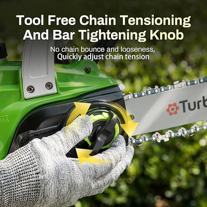 Cordless Chainsaw 12 Inch, 20V Battery Powered Electric Chainsaw with Brushless Motor, 4Ah Battery & Charger, Auto Oiler & Tool-Free Tension for Tree Pruning, Firewood, Trimming, Storm Cleanup