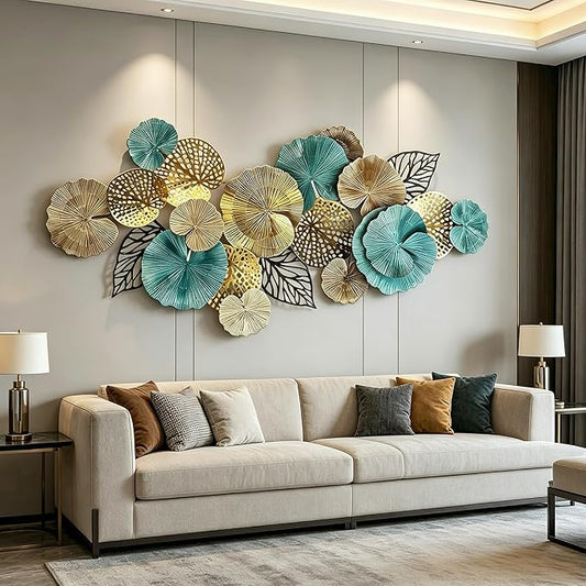 Roivikis Large Metal Wall Art Decor, Modern 3D Abstract Lotus Leaves Wall Decor, Decoration for Indoor Outdoor for Living Room, Bedroom, Entryway