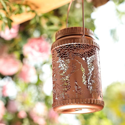 Cooo 6 Pack Solar Lanterns Outdoor Waterproof Wild Man Rose Gold Solar Pathway Lights Landscape Path Lights Christmas Lights Gifts for Women Mom Grandma for Garden Yard Patio Backyard Porch Decor