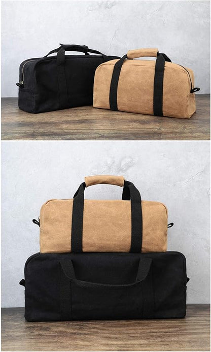 Heavy Duty Waxed Canvas Tool Bag, Multi-Purpose Waterpoof Garden Tote Bag, Portable Carry On Pouch (Black)