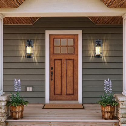 Dusk to Dawn Outdoor Front Porch Light Fixtures Wall Mount,2 Pack Sensor Exterior Lighting Fixtures for House, Waterproof Wall Sconce Lights, Outside Lantern Lamp for Garage, Doorway(Bulb Included)