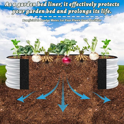 Thick 47x24x12 Inch Oval Fabric Raised Garden Bed Liner, Extra Strong Planter Liner for Wooden Metal Frames, Heavy Duty Aeration Cloth Grow Bag for Vegetables, Outdoor Patio Use