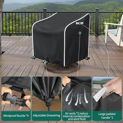 AKEfit Outdoor Swivel Lounge Chair Cover 2 Pack,Heavy Duty Waterproof Patio Chair Covers for All-Weather Protection Outdoor Lawn Furniture, Black-30W X 34D X 38.5H inches