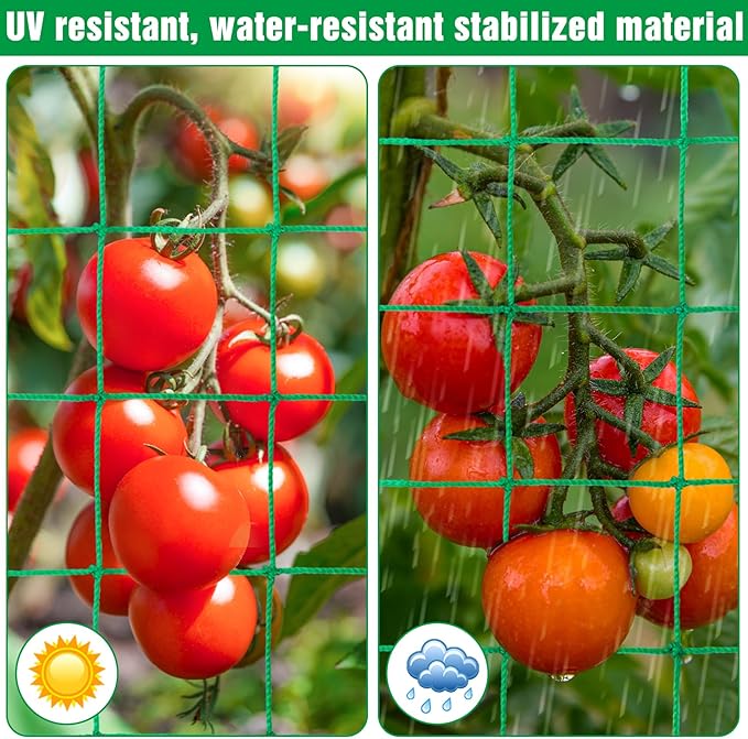 Unves Trellis Netting, 8.2 x 6.6Ft Garden Trellis Netting for Climbing Plants Outdoor, 27 Strands & 4x4 Inch Heavy Duty Mesh Plant Garden Netting for Cucumber, Tomato, Vegetables, Grapes, Bean