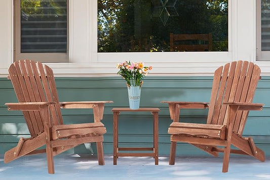 SoliWood Outdoor Wooden Folding Adirondack Chair Set of 6 with Pre-Assembled BackRest, Wood Patio Chair for Garden Backyard Porch Pool Deck Firepit