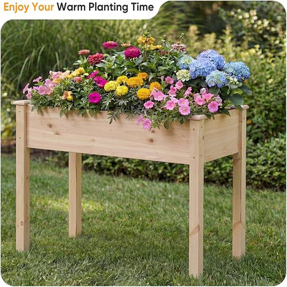 NEWBULIG Raised Garden Bed with Legs 48x24x30in,Elevated Wood Planter Box Stand for Outdoors Garden Balcony Courtyard, Natural Wood 400 Pound Capacity for Planting Herbs Flowers Vegetables