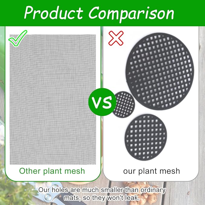 lasuroa 20pcs Flower Pot Hole Netting Mesh Pad, 30x20cm/11.8x7.8 Inch Bonsai Eye Mesh Drainage Screens Plant Pot Drainage Meshes Plant Accessories Kit Screen Meshes Preventing Substrate Leakage