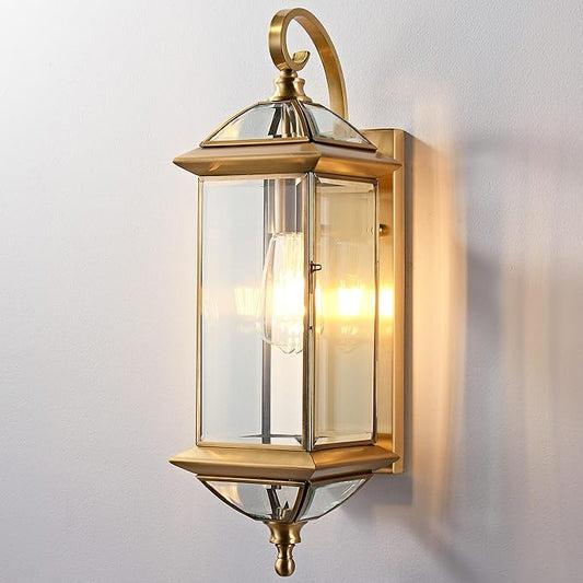 20'' H Brass Porch Light Copper Outdoor Light Fixture Oil Rubbed Finish Exterior Light Fixtures Large Outdoor Wall Lantern for Patio,Garage,Front Porch 1 Pack