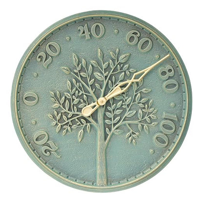 Whitehall Products 10436 Tree of Life 16 inch Indoor Outdoor Wall Thermometer in Bronze Verdigris