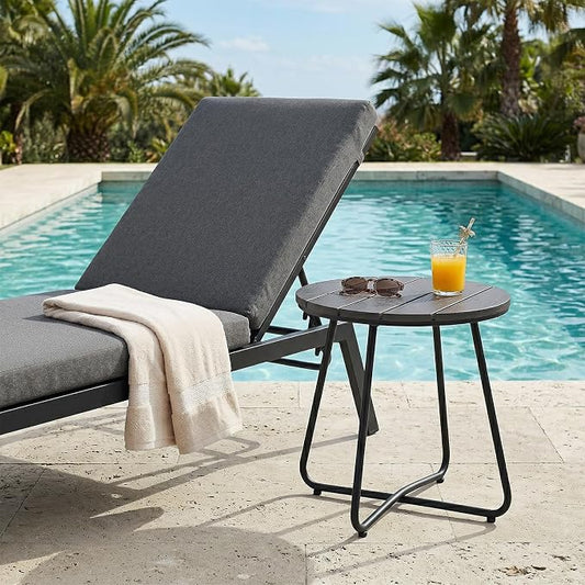 danpinera Outdoor Side Tables, HDPS Patio Table with Metal Legs, 18 Inch Outdoor Small Round Table for Garden, Backyard, Porch, Deck, Balcony, Poolside