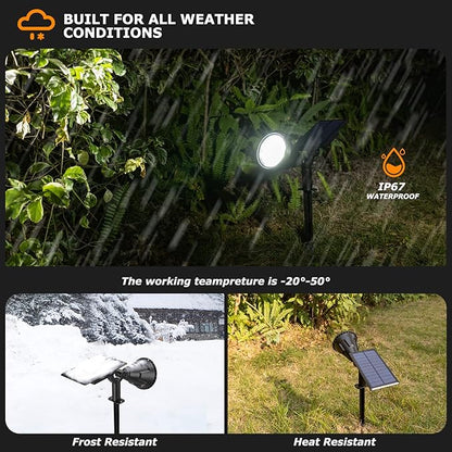 Solar Spot Lights Outdoor, 21 LEDs Solar Outdoor Lights Auto On/Off with 3 Modes, IP67 Waterproof Yard Spotlight Landscape Lighting Garden Wall Lights, 2-in-1 Solar Powered Lights, 2Pack