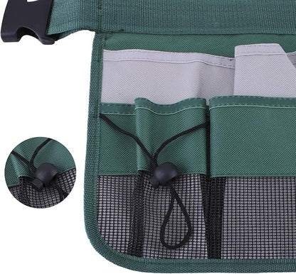 Gardening Tool Waist Bag Belt Heavy Duty Oxford Tool Apron with 7 Pockets of Different Sizes and Depth (Green)