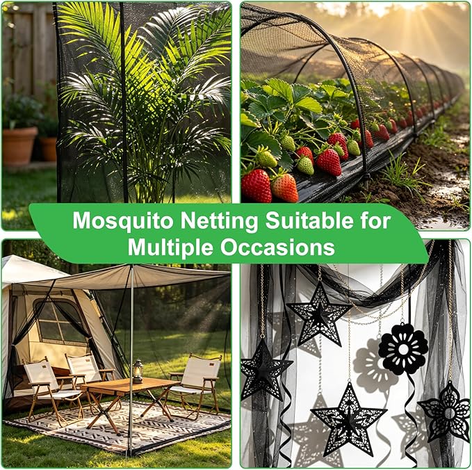 Patio Mosquito Netting, Black 9.8FT×18FT Garden Mesh Netting,Garden Mosquito Net for Plants,Fruits and Vegetables to Repel Flies,Insects & Birds,Mosquito Mesh Screen for Outdoor,Patio,Balcony,Terrace