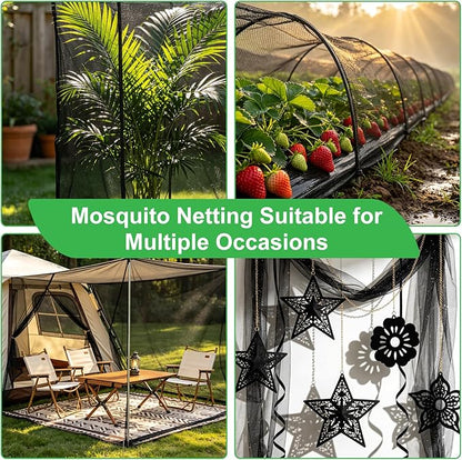 Patio Mosquito Netting, Black 9.8FT×18FT Garden Mesh Netting,Garden Mosquito Net for Plants,Fruits and Vegetables to Repel Flies,Insects & Birds,Mosquito Mesh Screen for Outdoor,Patio,Balcony,Terrace