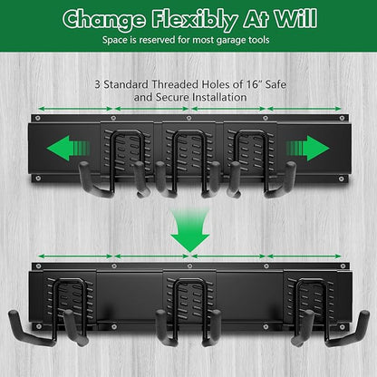 48" Garage Tool Organizer Wall Mount - 500lbs Garden Tool Organizer with Adjustable Hooks, Heavy Duty Metal Garage Storage Rack