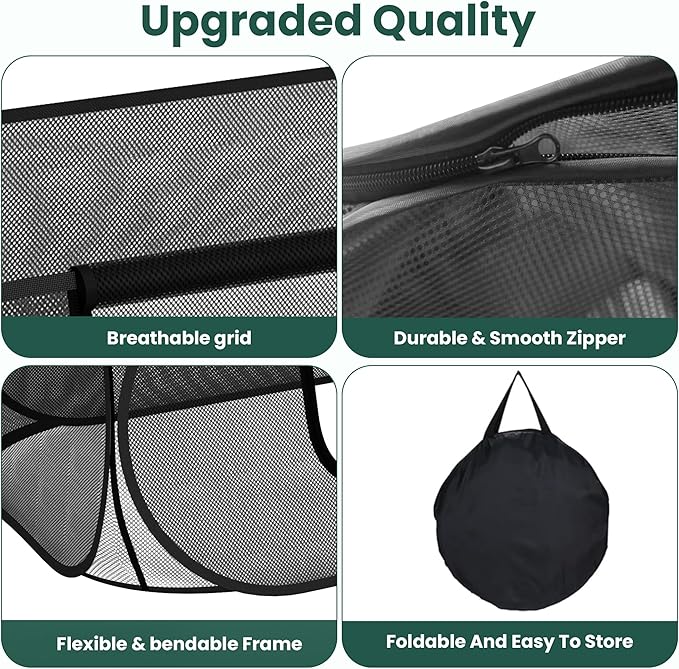 2-Pack Raised Garden Bed Covers, 45" x 22" x 17" Mesh Crop Cage, Pop-Up Plants Cover with 30% Shade Cloth for Seedlings Vegetables Fruits Flowers, Protects Against Birds Animals Pests with 16 Stakes
