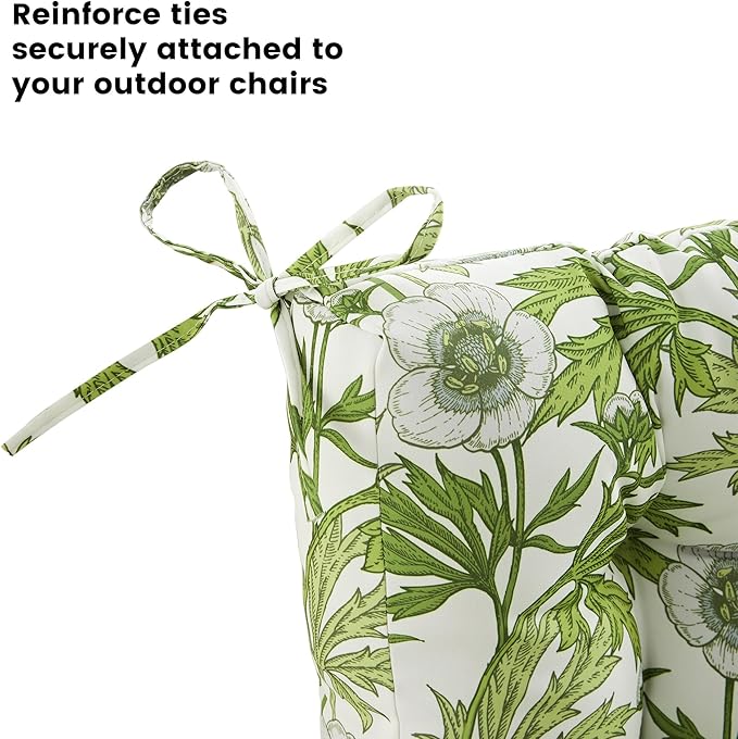ARTPLAN Seat/Back Outdoor Chair Cushion,Set of 4 Patio Chair Cushion with Tie,Tufted Replacement for Patio Furniture,40x20x4 Inches,4 Count,Floral