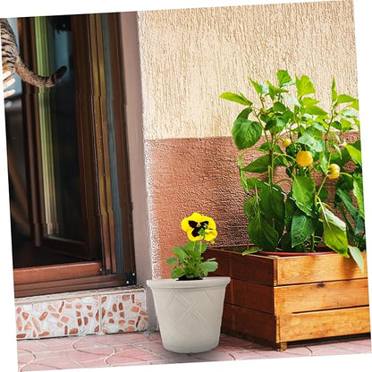 Happyyami Rustic Resin Planter Pot Vintage Outdoor Planters for Faux Outdoor Plants for Outside Decor