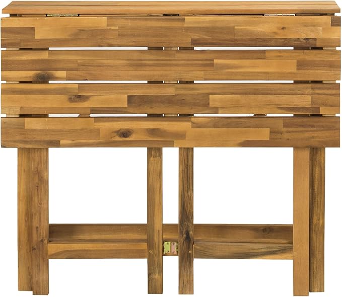 SAFAVIEH PAT6754A Collection Wilton Teak and Navy Balcony Corner Lounge Outdoor Set