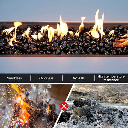 Mr. Fireglass 10 Pounds Blended Fire Glass Diamonds for Fireplace Fire Pit & Lanscaping - 1 inch High Luster Onyx Black Fire Rocks (Pack of 2)