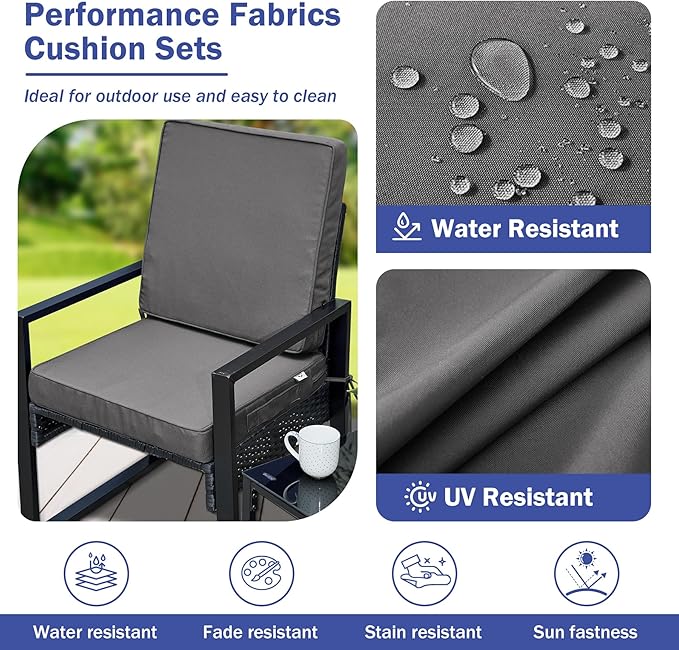 IPYNBAP Outdoor Cushions, Outdoor Chair Cushions 22x22x3 Inch, Cushions for Outdoor Furniture with Removable Cover, Waterproof & Fade Resistant Outdoor Seat Cushions for Patio, Lawn, Dark Grey