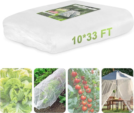 Garden Netting, 10x33Ft Ultra Fine Mesh Netting Pest Barrier Protection Bird Mosquito Net Plants Cover for Vegetables Fruits Flowers Crops Greenhouse Row Cover Raised Bed Patio Mesh Netting