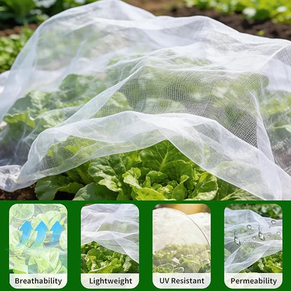 Garden Netting, 8'x25' Plant Netting Pest Barrier Bird Mosquito Net for Garden Protection, Garden Plant Cover Row Cover Raised Bed Screen Mesh for Vegetables Fruits Flowers Crops Plants Greenhouse