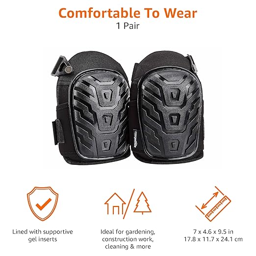 Amazon Basics Professional Gel Cushion Knee Pads - 1 Pair, Black