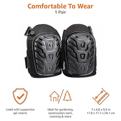 Amazon Basics Professional Gel Cushion Knee Pads - 1 Pair, Black