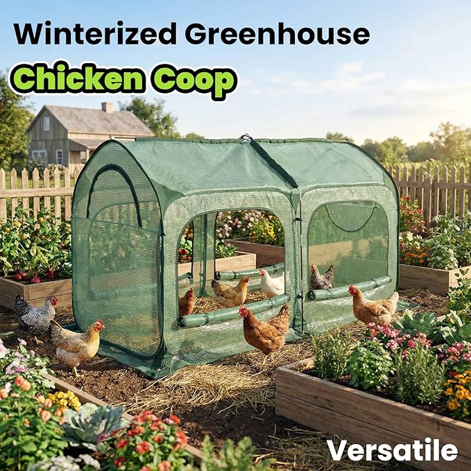 Pop up Greenhouse Tent Cover Tunnel Plant House,Large Gardening Flower Sunshine Room with Mesh Windows,Backyard PE Greenhouse Cover for Cold Frost Protector with Stakes and Rope Guys
