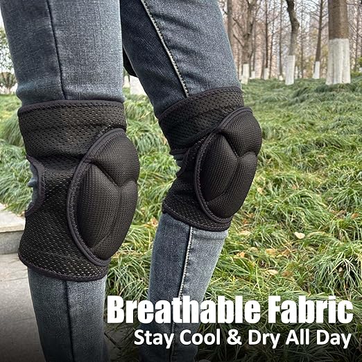 Gardening Knee Pads for Women, Mens Knee Protectors for Kneeling & Crawling, Ideal Lightweight Adult Knee Pad for Cleaning Floors & Carpenter Work, Soft with High-Elasticity Safety Straps Non-Slip , Black M