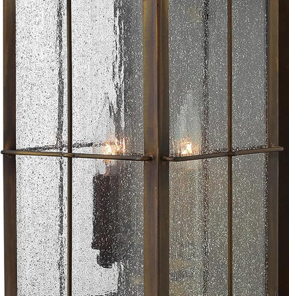 Hinkley Bingham Medium Wall Mount Outdoor Lantern - Gas Light Style, Brass, Clear Seedy Glass - Sienna Finish