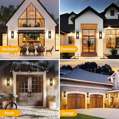 16'' Large Outdoor Wall Lights Exterior 2Pack, Waterproof Matte Black Exterior Lighting Fixtures Wall Mount, Front Porch Lights Outdoor Wall Sconces Exterior Coach Lights for Garage