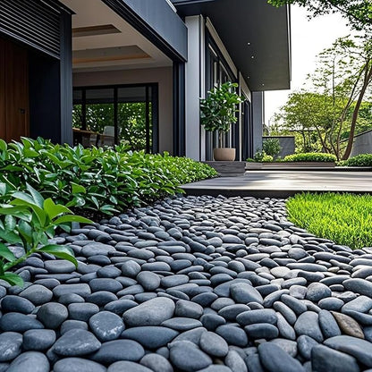 FANTIAN 5 lbs Black Stones Pebbles for Planters, 2-3 Inch Natural Decorative Black River Rocks for Outdoor Landscaping, Aquarium, Garden, Walkways, Fountain and Painting Rocks