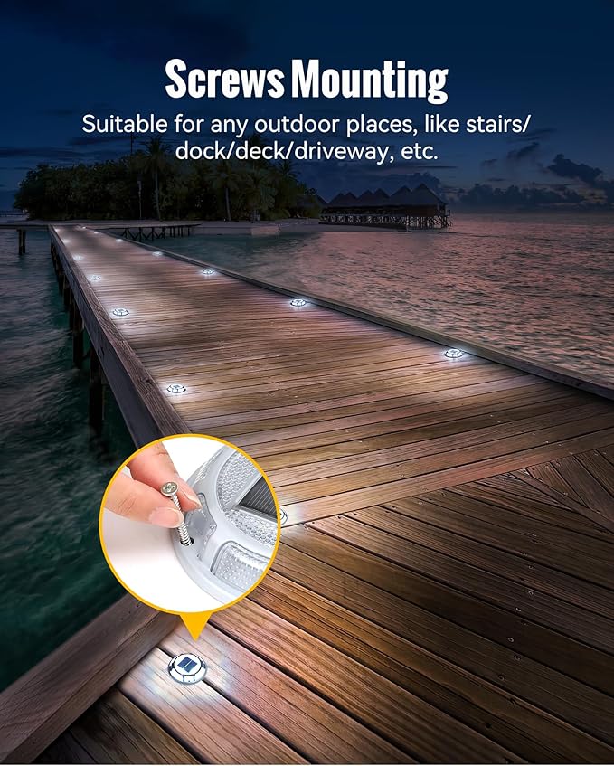 Solar Driveway Lights Dock Lights Waterproof 16 Pack, 2 Colors in 1 Outdoor LED Solar Deck Lights, Solar Powered Walk Way Light Road Marker for Warning Stair Pathway Patio Yard (Blue & White)