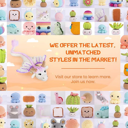 Crochet Kit for Beginners, Beginner Crochet Kit for Adults with Step-by-Step Video Tutorials, DIY Crochet Animal Kits Knitting Supplies, Purple Dragon (40%+ Yarn)