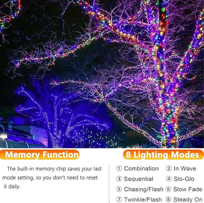 Joomer Solar Fairy Lights, 4-Pack Total 104FT 320LED Solar String Lights Outdoor Waterproof 8 Lighting Modes for Fence Party Garden Patio Yard Home Holiday Tree Outdoor Decoration (Multicolor)
