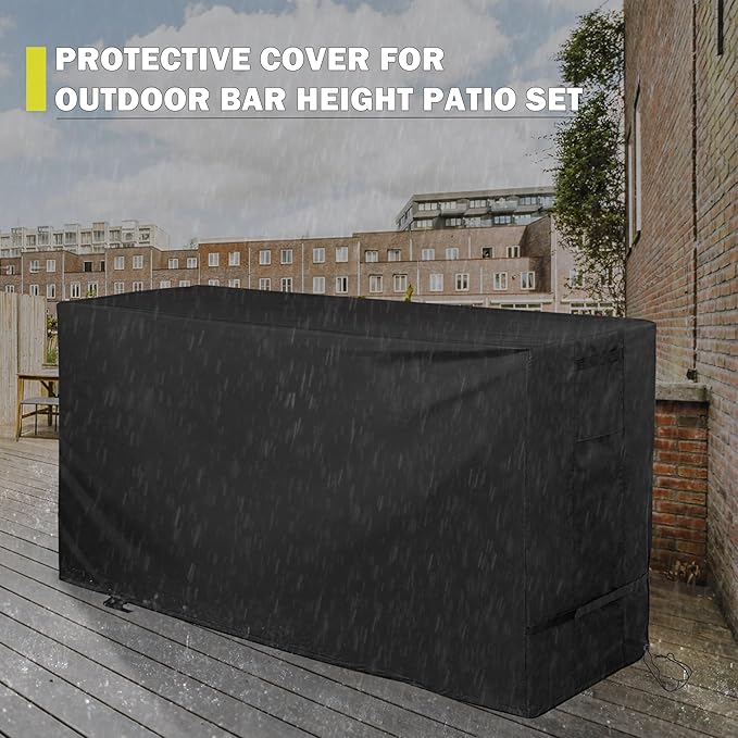 Bar Height Patio Set Cover, Outdoor Bistro Set Cover for High Top Bar Table and Chairs/Outdoor High Stool Bistro Set, Furniture Set Cover for High Top Patio Set of 3 Pieces