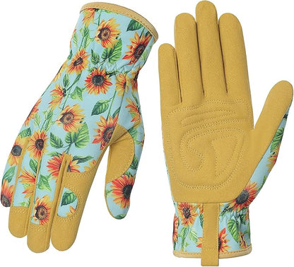 Pleneal Gardening Gloves for Women Men - Leather Garden Gloves Thorn Proof, Outdoor Protective Working Gloves for Weeding