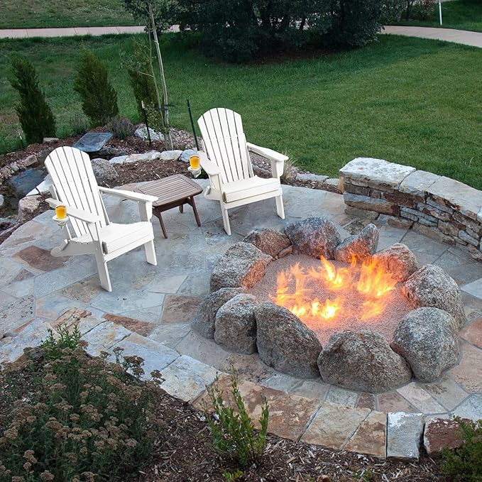 FUNBERRY Folding Adirondack Chair Set of 2, All Weather HDPE Fire Pit Chairs with Cup Holder for Outdoor