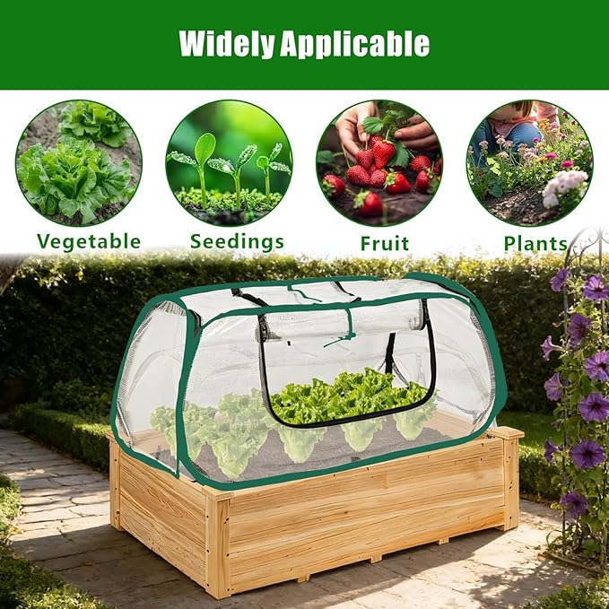 Dual-Layer Garden Plant Cover for Raised Beds, Freeze Protection & Breathable Mesh, Pop Up Garden Rows Plants Cover Accelerators, Greenhouse Cover for Seedlings, Vegetables & Fruits, 45" x 22" x 16"