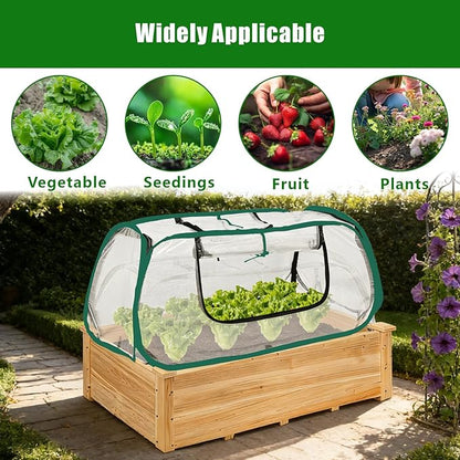 Dual-Layer Garden Plant Cover for Raised Beds, Freeze Protection & Breathable Mesh, Pop Up Garden Rows Plants Cover Accelerators, Greenhouse Cover for Seedlings, Vegetables & Fruits, 45" x 22" x 16"