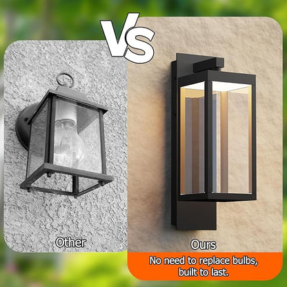 Outdoor Wall Light Fixtures, Outdoor Light Fixtures Wall Mount, Wall Sconce Lighting with Led Bulbs, Anti-Rust Modern Matte Black Outside Lights for Patio Front Door Entryway Garage