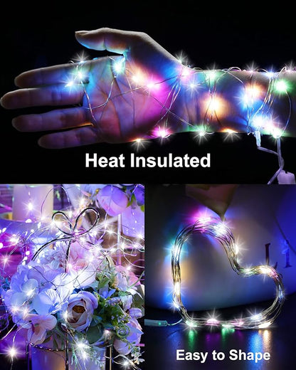 Treela 8 Pack Solar String Lights Outdoor Waterproof Each 240 Led 78ft Solar Fairy Lights Outdoor 8 Mode Led Tree Waterproof Copper Wire Garden Yard(Multicolor)