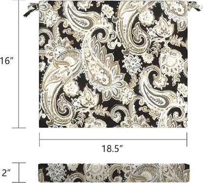 LVTXIII Outdoor Chair Cushions, Fade-Resistant Patio Furniture Cushions Outdoor Chair Pads with Ties for Dining Chairs and Garden Furniture Use, 18.5"x16"x2" 4 Pack, Paisley Black