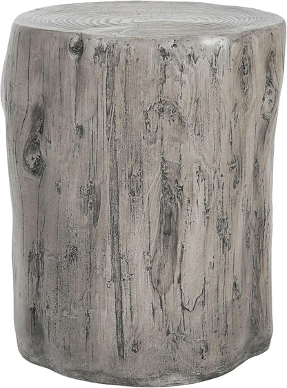 Christopher Knight Home Pawn 17" H MGO Outdoor Side Table with Tree-Stump Design, Patio Decorative Wood-Like Texture End Table, Round Top Lightweight Concrete Garden Stool, No Assembly, Gray