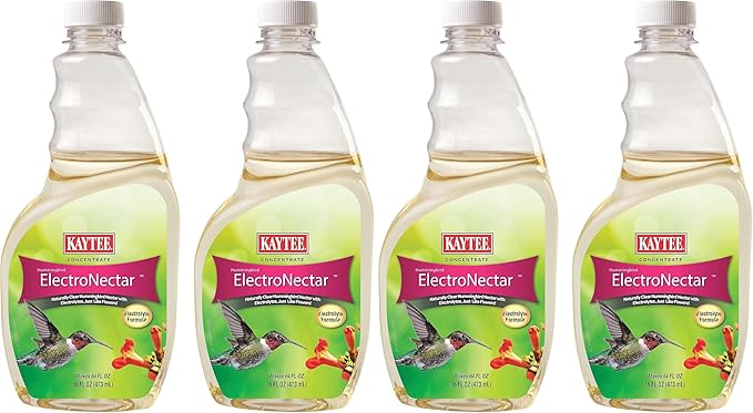 Kaytee Hummingbird ElectroNectar Wild Bird Food,16 oz Concentrate,Makes 128 oz of ElectroNectar,(Pack of 4)
