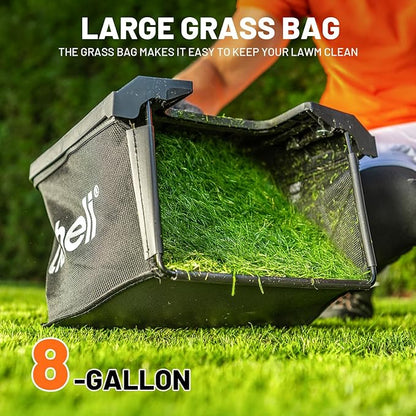 Litheli 13 Inch Electric Lawn Mower Cordless,Grass Cutter Machine for 2600 Sq.Ft. Lawnmower, 8 Gallon Capacity, Cutting Height from 1 to 2.5 in, Includes 2X4.0 Ah Battery.